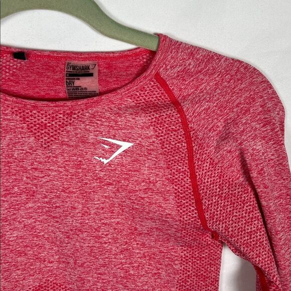 Gymshark Red/ Pink Heather Seamless Crop Long Sleeve Top M - Picture 2 of 5